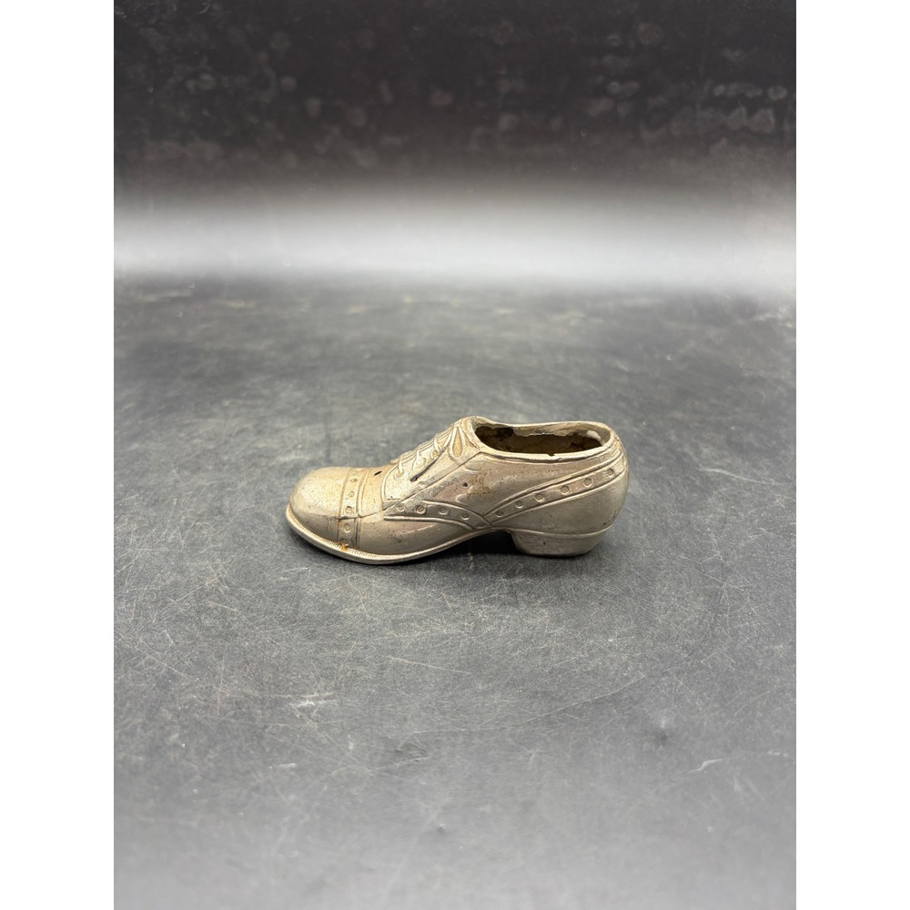 Vintage Silver Tone Cast Metal Miniature Oxford Shoe Figurine Made in Japan